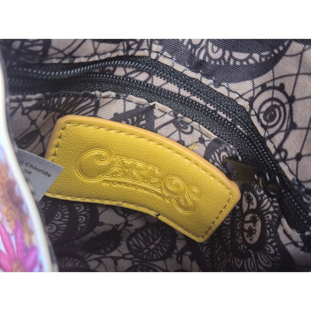 Carlos Santana Floral Crossbody‎ Mini Satchel Yellow Handle Purse Boho Festival